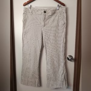 Cabi Tick Tock cropped trouser pants cream and blue striped